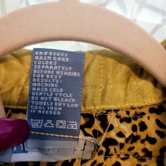 90s Deadstock Koret Womens Reversible Quilted Jacket Leopard Gold Size 16 - Picture 8 of 12
